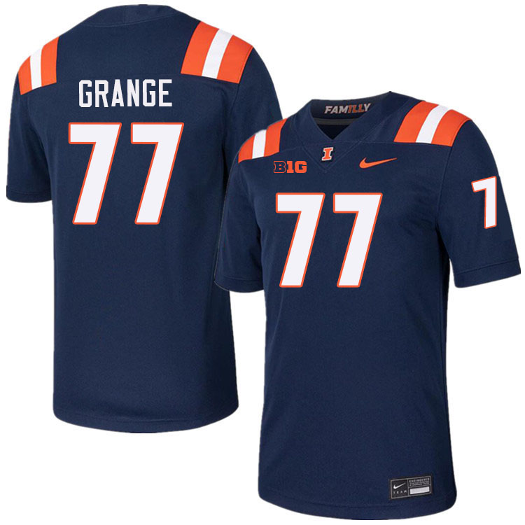 #77 Red Grange Illinois Fighting Illini Football Jersey,Uniforms-Navy